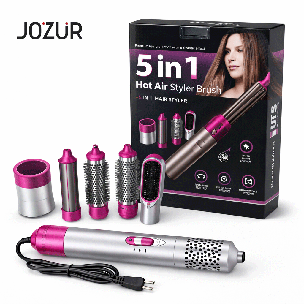 5 In 1 Hot Air Styler Brush – Professional Hair Dryer & Curler Set