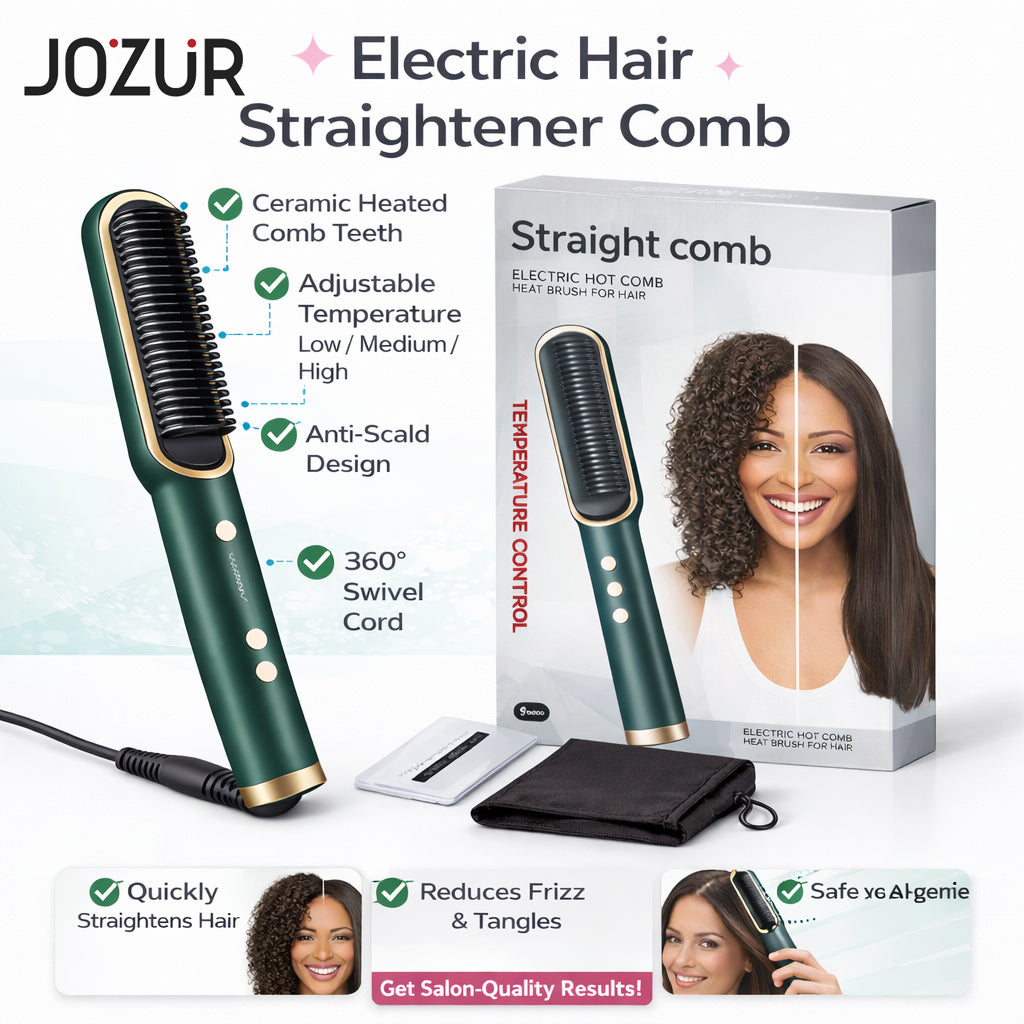 Electric Hair Straightener Comb – Fast Heating Straightening Brush
