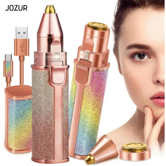 2-in-1 Rechargeable Facial Hair Remover & Eyebrow Trimmer for Women – Portable USB Electric Shaver
