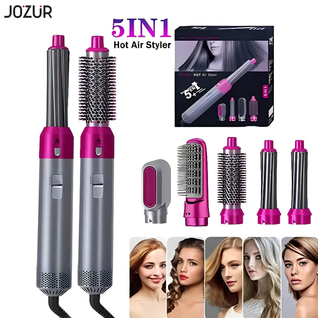 5 In 1 Hot Air Styler Brush – Professional Hair Dryer & Curler Set